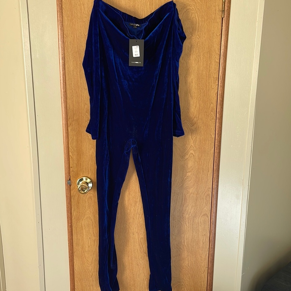 Blue velvet jumpsuit
